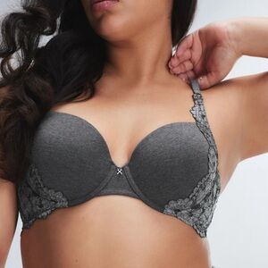 NWT, Savage X Fenty, PLAYDATE LACE PADDED DEMI BRA, night gram Grey, 34A
